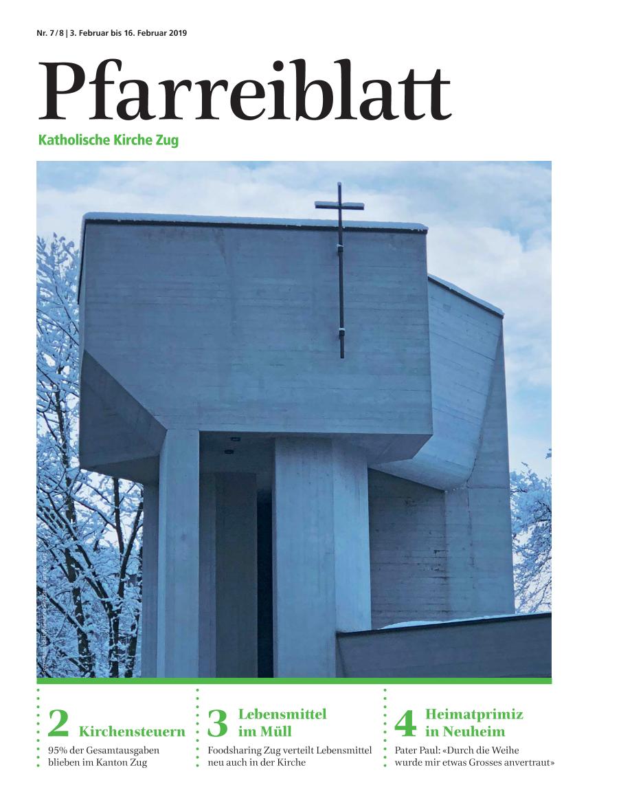 Cover Pfarreiblatt Zug, Nr. 07/08 2019