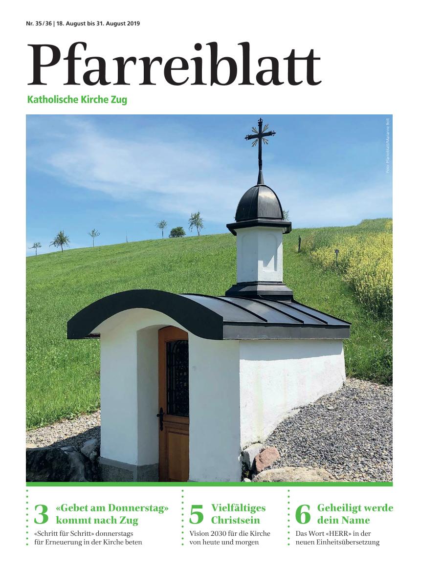 Cover Pfarreiblatt Zug, Nr. 35/36 2019