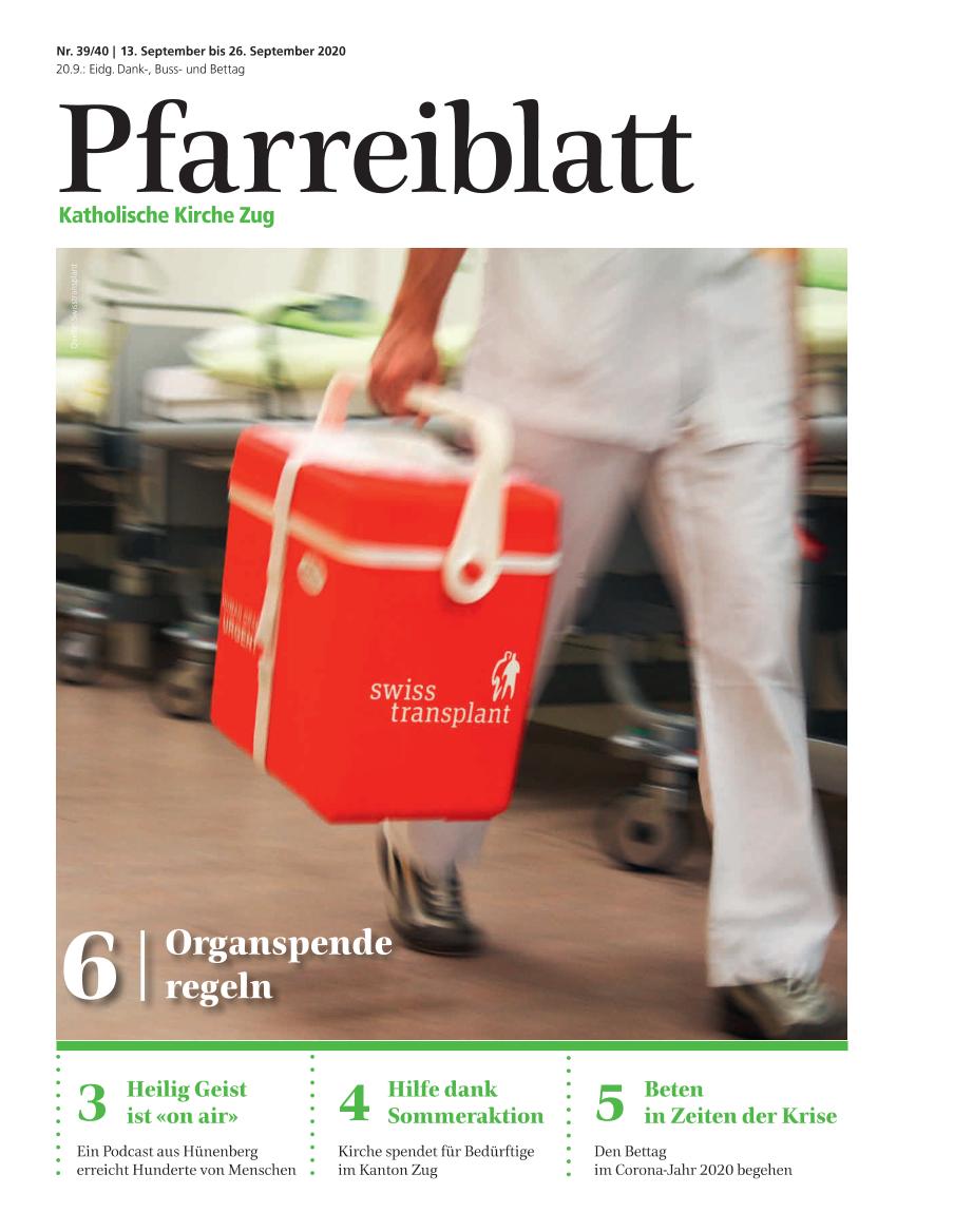 Cover Pfarreiblatt Zug, Nr. 39/40 2020