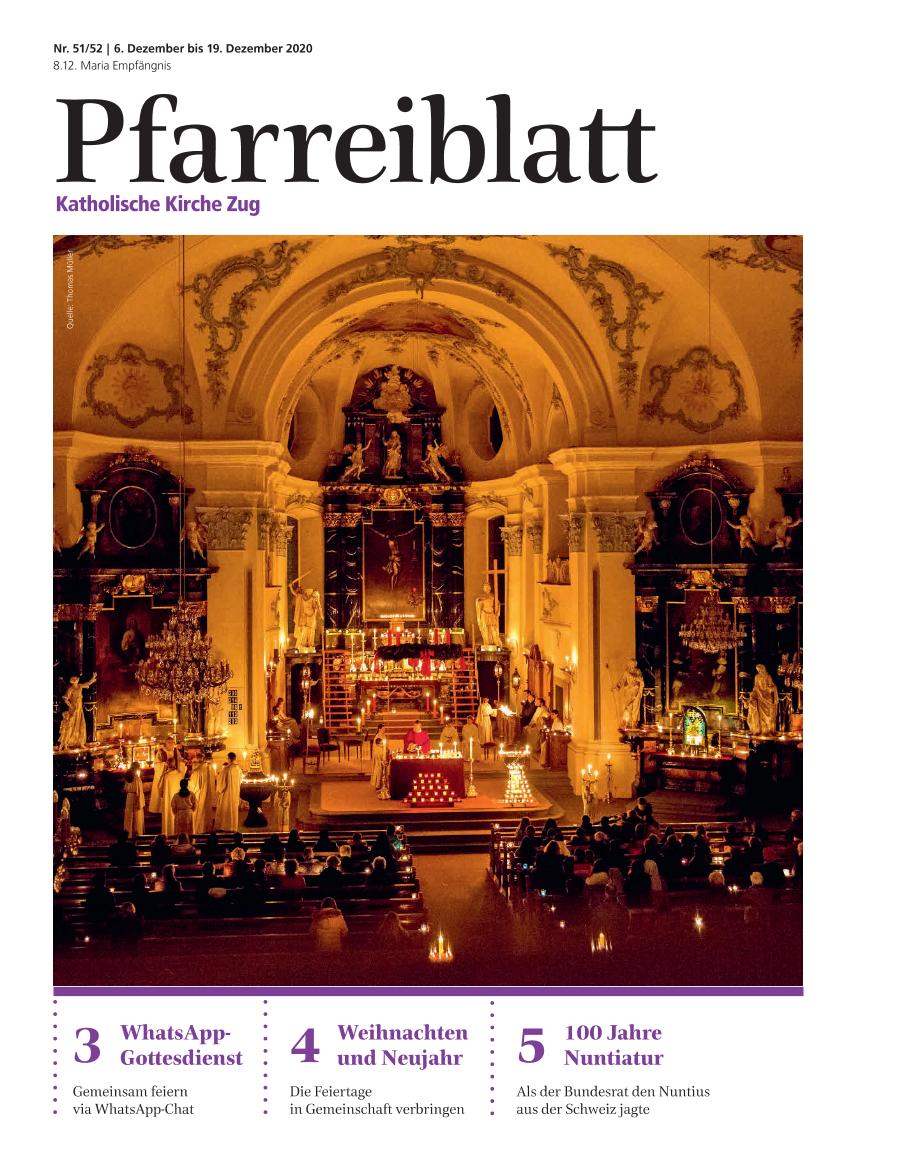 Cover Pfarreiblatt Zug, Nr. 51/52 2020